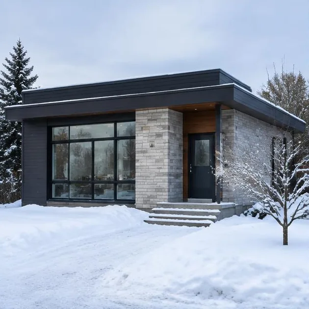 Illustration d’une habitation québécoise avec fenêtres thermos, inspirée du cadre résidentiel de Candiac